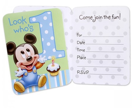 Micky Mouse 1st Birthday Invitation Card